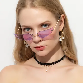 Aripi de Lentile de ochelari de Soare Femei de Metal fără ramă Ochi de Pisica Ochelari de Soare ochelari de Soare Barbati Brand Designer gafas de sol mujer 2020