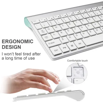 Tastatură fără fir și Mouse-ul Combo, 2.4 G USB Full Size Compatibil cu MAC PC, Laptop, Desktop,Pentru Windows sistem de OPERARE Android,1600 DPI Mut
