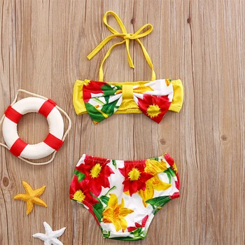 2019 Vara Fetita costume de Baie Doua Piese, Haine Pentru 1 2 3 4 5 ani Copii Bikini Costume de baie pe Plajă în costum de baie pentru Copii Baie Set