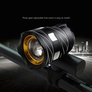 1600lm Zoomable XML T6 LED Biciclete Lumina Bicicleta Lampă Față Lanterna Far cu Cablu USB Reîncărcabilă Baterie Built-in 3 Moduri