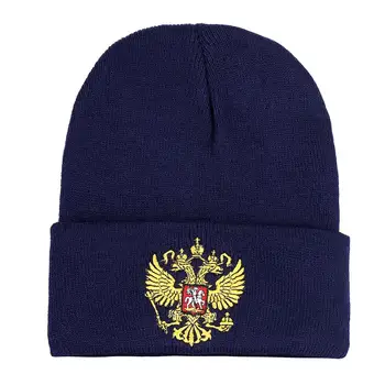 Nouă Bărbați Femei Iarna Rusia Insigna Cap Pălăria cu două capete Vultur de Broderie Tricotate de Sport în aer Liber Schi Unisex la Modă Capace