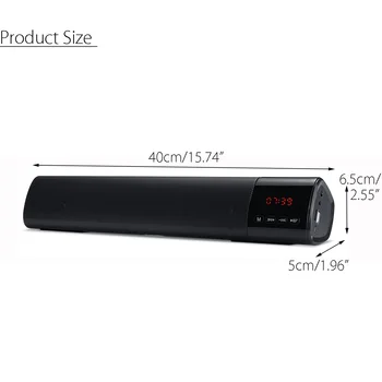10W HIFI Portabil LED Difuzor bluetooth Soundbar TF FM USB Ceas Wireless 3D Subwoofer Coloana pentru Calculator PC, TV, Telefon Acasă