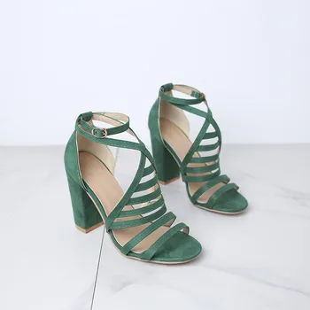 Femei Indesata Tocuri Inalte Deschide Pompe Peep Toe Platforma De Vară Stil Bandaj Sandale Fete Sandale Gladiator Verde Pantofi Mărimea 34-43