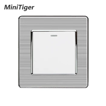 Minitiger 1 Banda 1 Mod de Lux Întrerupător On / Off, Comutator de Perete Interruptor din Oțel Inoxidabil Panou AC 110~250V