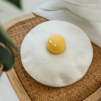 Un ou fiert fata manuală lână simțit minunat Japoneză galbenus de ou bereta pictorul pălărie prezent obtinerea de noi toamna și iarna BLM60