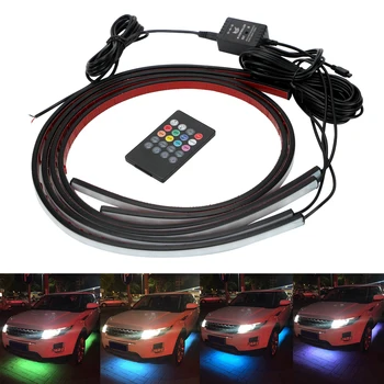 LEEPEE Auto Benzi cu LED-uri Lumina de Neon sub Caroserie Decorative de Lumină 4x 8 Culori de Muzică de Sunet Activ de Control partea de Jos a Masinii Atmosfera Lampa