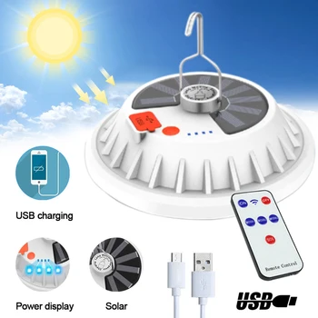 Solar de Camping Lumina USB Reîncărcabilă cu LED-uri Impermeabil Lampa 3600mAh 120 LED 200 lumen Camping Lumina cu control de la distanță pentru Camping