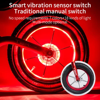 LED Biciclete Lumina de Roata de Bicicleta Fața Coada Hub-a Vorbit O Lampă Cu 7 Culori 18 Moduri Reîncărcabilă Copii Echilibrul Biciclete Lumina