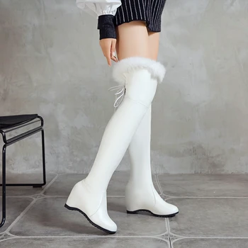 Cizme Femei 2021 peste genunchi cizme de blana femei toamna iarna cizme platforma Internă crește tocuri inalte doamnelor coapsei cizme înalte