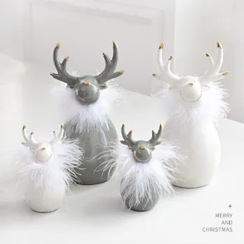 INS Nordic Ceramice Elan Ornamente de Craciun Desktop Miniatură Figurine Decoratiuni de Craciun Pentru Decor Acasă Meserii Cadouri de Anul Nou