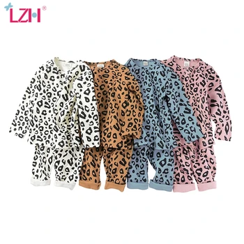 LZH 2021 Toamna Iarna Moda Leopard Elasticitatea Copii Pijamale Talie Mare Pijama Calde Pentru Fata de Agrement Purta Pijama Set de 0-6 Ani