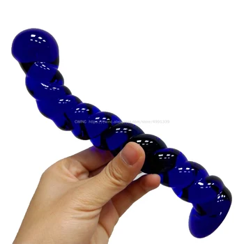 CW0180 Pahar Mare de Cristal Vibrator Anal Vaginal cu Sprial Forma 19cm Jucărie Sexuală