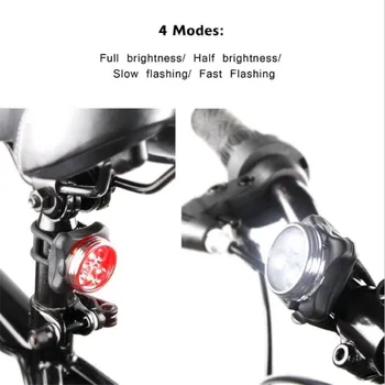 Built-in Baterie USB Reîncărcabilă LED Biciclete Lumina Bicicleta lampa Ciclism Set Față Luminoasă a Farurilor din Spate Coada Lanterna 4 Moduri