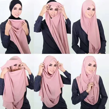 P1 10buc Dublu Loop sifon hijab esarfa fular femmel musulmani șaluri împachetări eșarfe cap văl musulman malaezia hijab