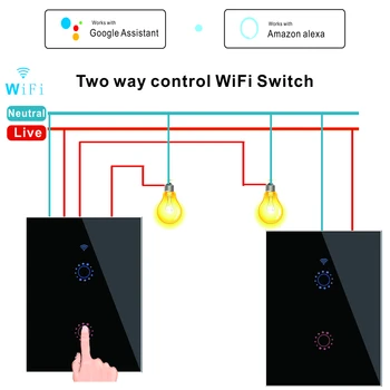 1set 2BUC NOI 2 Modul WiFi Smart Touch Comutator 1 2 3 Bandă de Perete de Sticlă, Tuya de viață inteligentă APP Control de la Distanță de sprijin Alexa de Start Google