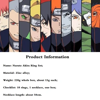 10buc Anime Naruto Organizarea Inel Uchiha Itachi Inel Misterul Inelului Zetsu Payne Uchiha Loc Scorpion de Nisip Roșu
