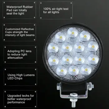 Runda 140W LED-uri lampa de Lucru 12V-24V Auto Lumina Fascicul Luminos Off-Road de Inundații 9000lm IP68 rezistent la apa lumina la fața Locului SUV DRL Lampă de Ceață