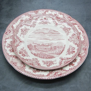 Castelul roz tacamuri Europene de ceramică placă de mic dejun în carne de vită desert supa