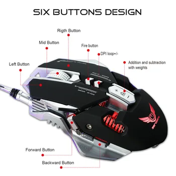 ZERODATE 2019 Optice Profesionale Programabil cu Fir LED Mouse de Gaming Reglabil 3200 DPI Beetle Creative 3D 7 Butonul de Soareci