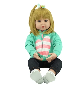 NPK PAPUSA Bebe renăscut blond fata copil copil silicon renăscut păpuși jucarii pentru copii cadou 47cm