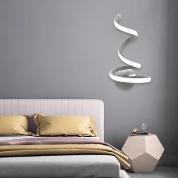 LED Spirală de Lumină Moderne, Creative, Montare pe Perete Noptiera Camera Lampă de Metal Sconces Lampa de Noptiera Dormitor Decor de Perete Arte