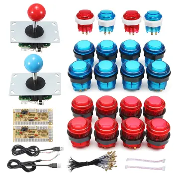 DIY Joystick Arcade Kituri de 2 Jucatori Cu 20 LED-uri Arcade Butoane + 2 Joystick-uri + 2 USB Encoder Kit + Cabluri Joc Arcade Set Piese