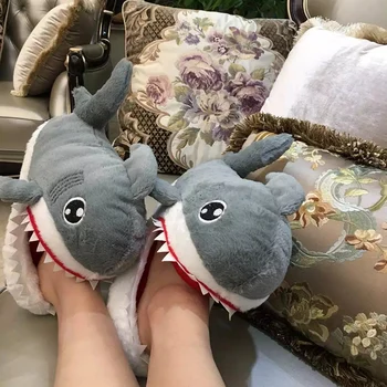 Drăguț designer de rechin papuci pentru dormitor fete de pluș iarna unisex incaltaminte femei amuzant papuci de casă 2020 elegant