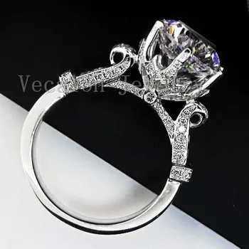 Vecalon moda Coroana inel de nunta pentru femei Rotund tăiat 3ct AAAAA Zircon cz Argint 925 Feminin de Logodna inel de Trupa