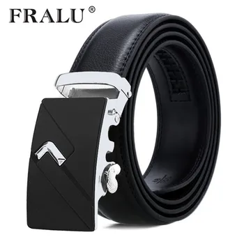 FRALU Brand de Moda Cataramă Automată Negru din Piele de Curea Curele Barbati Curele de Piele de Vacă pentru Bărbați 3,5 cm Latime