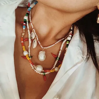 Baroc Naturale Colier de Perle de Sticlă Ardei Mic Pandantiv 2019 Noi Bijuterii Boemia Femei Colier en-Gros Collier de perles