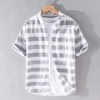 Bumbac stripe short sleeve camasa pentru barbati brand vară tricouri barbati fashion casual shirt mens confortabil tricouri de sex masculin camisa