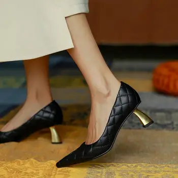 ALLBITEFO moale din piele de Oaie branț femei tocuri pantofi cu tocuri înalte de moda pentru femei pantofi cu toc pantofi de nunta petrecere