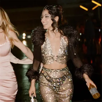 Femeile Clubwear Flash Diamant Grila Sexy Flash Top Stras Camis De Vară 2020 Plasă De Sutien Top Bralette Beach Club Cristal Topuri