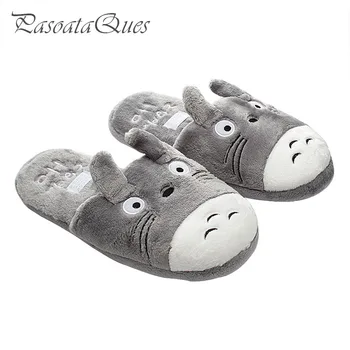 Totoro Pisica Drăguț Animale Desene animate de Femei/barbati, Cupluri Acasă Papuci De Casă Interior Apartamente cu un Dormitor Confortabil Pantofi Cald Iarna