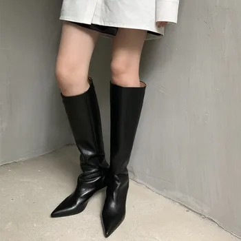 MORAZORA 2020 nou brand cizme femei din piele cizme de iarna de moda stilet tocuri ascuțite toe cizme genunchi ridicat