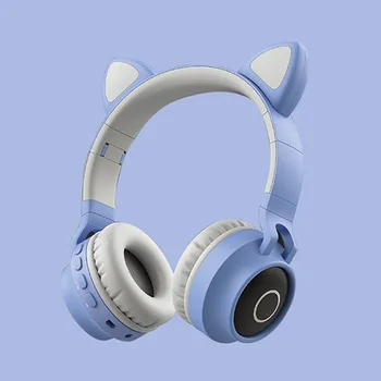 Populare drăguț pisică ureche căști fete wireless bluetooth 5.0 pliere căști BT-028C giftLED luminos căști de transmisie