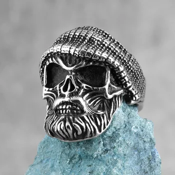 Gangster Barbă Mare Pălărie Craniu Oțel Inoxidabil Mens Inele De Punk, Hip-Hop Pentru Bărbați Prieten Motociclist Bijuterii Creativitate Cadou En-Gros