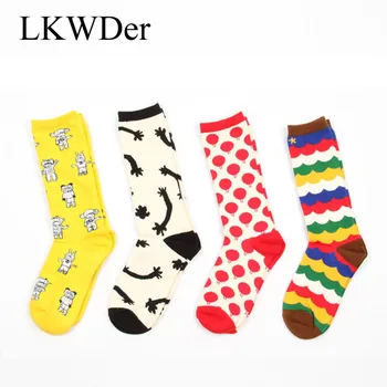 LKWDer 6 Perechi EUR35-43 Fericit Șosete Bărbați Cuplurile Unisex Valul de Oameni Ciorap Lung Ciorapi Femei din Bumbac Meias Calcetines Mujer Hombre