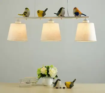 Păsări Luminile LED Pentru luat Masa Rooom Tesatura Abajururi Agățat Lumina E27 Suspensie Bara de Lampa Cabluri de Iluminat XU