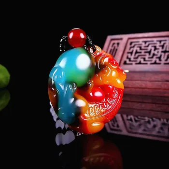 Naturale de Culoare Jad Pixiu Pandantiv Colier Chinez Sculptat manual Bijuterii Farmec Amuleta Accesorii de Moda pentru Barbati, Femei Norocos Cadouri
