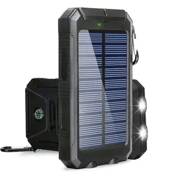 Solar 30000mAh Banca de Putere Dual USB powerbank Impermeabil Acumulator Extern Portabil de Încărcare cu LED-uri de Lumină 2USB powerbank
