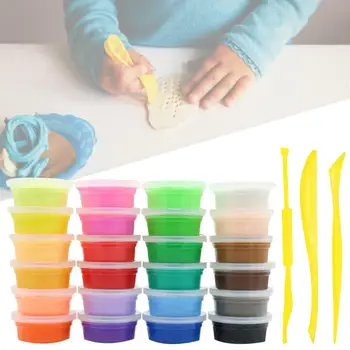 24 Culori/set Lut Moale Jucării DIY Modelare Lut Uscate la Aer, Lumina Ultra Polimer Plastilină Turnare Magice pline de culoare Argilă Jucărie Cu Cutie