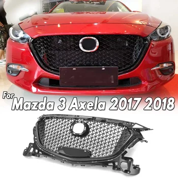 Negru lucios Bara Fata Grila Superioara Grill, Capac Protector din Plastic ABS de Styling Auto Pentru Mazda 3 Axela 2017 2018