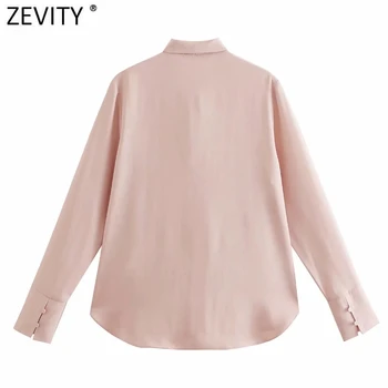Zevity 2021 Femei Elegante Arc Legat Guler Solid Halat Bluza Office Doamnelor Camasi Casual Chic de Afaceri Kimono Blusas Topuri LS7660
