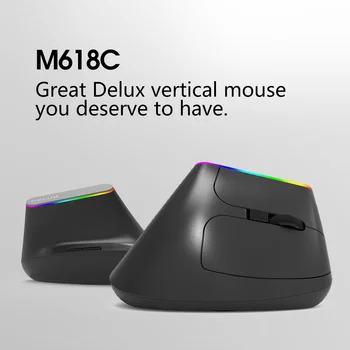 Delux M618C Mouse Wireless Ergonomic Vertical 6 Butoane Mouse de Gaming RGB 1600 DPI mouse-urile Optice Pentru PC, Laptop