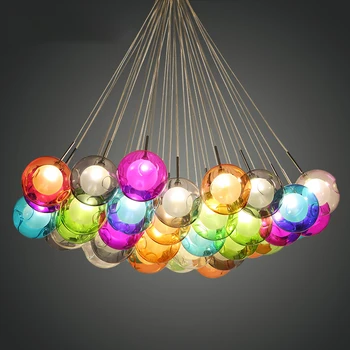 Moderne cu LED-uri Colorate Bile de Sticlă Pandantiv Lumini Lămpi de Design Creativ pentru Sufragerie Living Bar Led G4 96-265V Sticlă Lumini