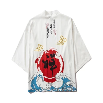 Oamenii Streetwear vara tipărite mai Multe culori Jumătate maneca Jachete Kimono Japonez Stil Mens Casual Cardigan subțire Uza