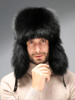 Real Vos Bont Pălărie De Moda De Iarnă Caldă Real Blană De Vulpe Bombardier Pălării În Aer Liber Zăpadă Grea Capac