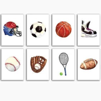 Sportul cu mingea de Baschet, rugby, Fotbal, skate Arta de Perete Panza Pictura Nordică Postere Si Printuri Poze de Perete Pentru Camera Copii Copil