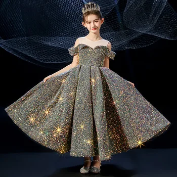 2020 Fete Rochie de Mireasa Cuvânt Umăr Rochie Eleganta de Bal Seara domnisoara de Onoare Rochie de printesa pentru Copii de Îmbrăcăminte